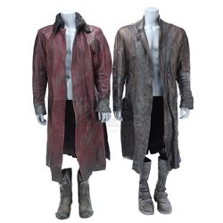 Lot #393 - Marvel's Agents of S.H.I.E.L.D. - Red Kree Coat and Brown Kree Coat with Two Pairs of Boo
