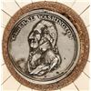 Image 1 : Circa 1790-1815 George Washington Portrait Shell Medallion. White Metal. Set in a Bone or Horn Frame