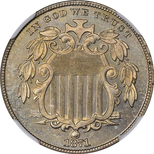 1871 Shield 5¢. Proof-65 NGCv