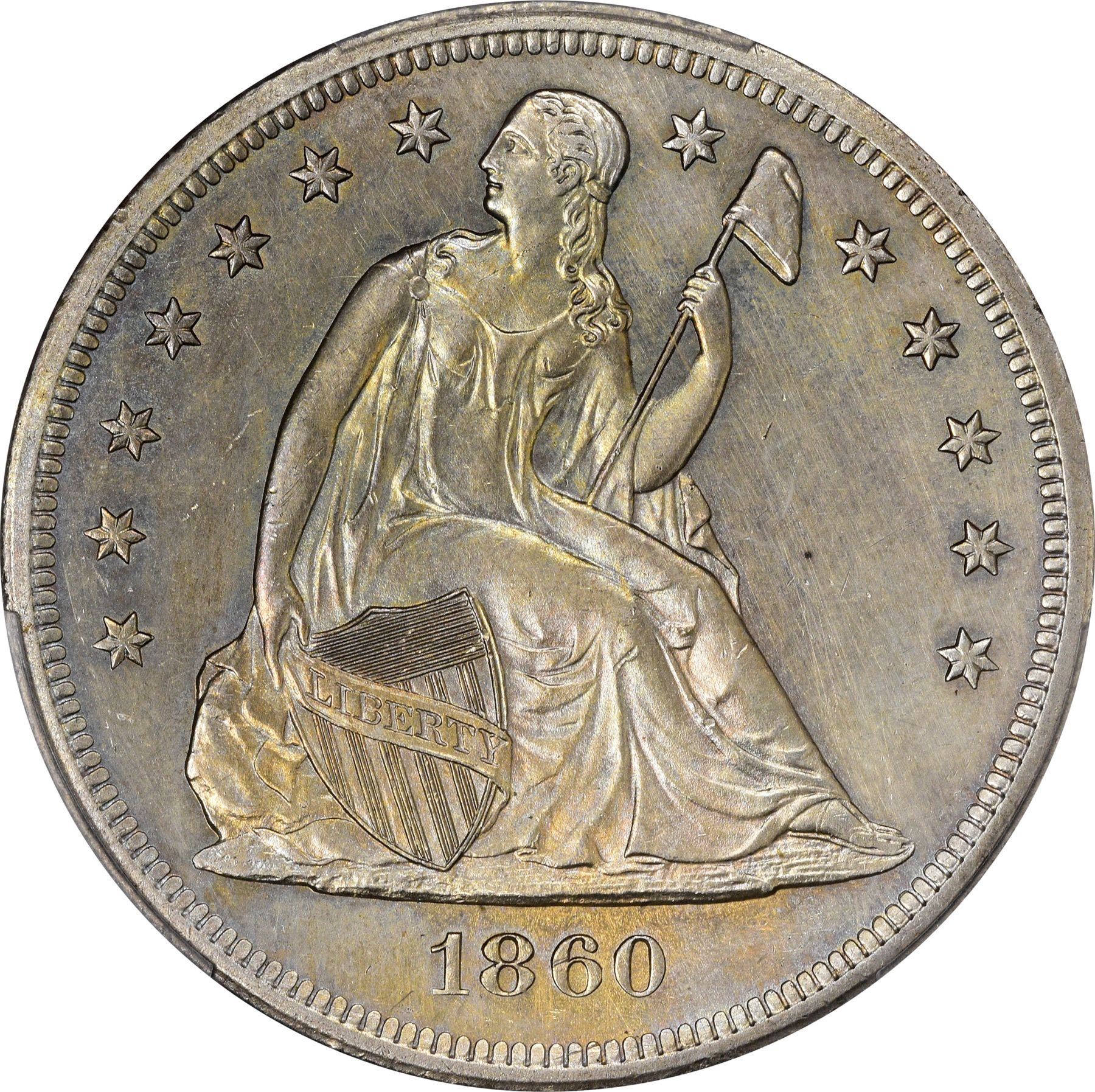 1860-O $1. PCGS Genuine – Filed Rims – AU Details.