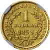 Image 2 : 1852-D Gold $1. Winter 4-E; Only Die Pair. MS-61 NGC..