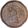 Image 1 : 1854 Pattern 1¢. Judd-161, Pollock-187. Rarity-4. Bronze. Plain Edge. Proof-60 BN NGC.