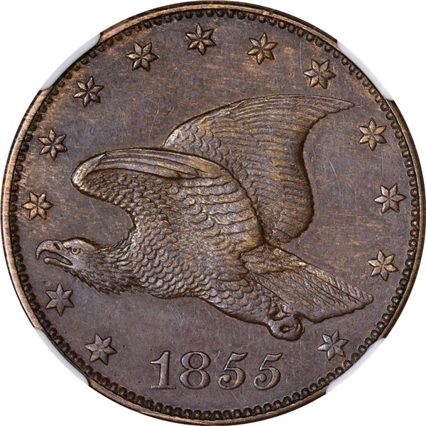 1855 Pattern 1¢. Judd-168, Pollock-193. Rarity-4. Bronze. Plain Edge. MS-63 BN NGC.