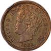 Image 1 : 1881 Pattern 1¢. Judd-1666, Pollock-1866. Rarity-6. Copper. Plain Edge. Proof-64 RB NGC