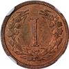 Image 2 : 1881 Pattern 1¢. Judd-1666, Pollock-1866. Rarity-6. Copper. Plain Edge. Proof-64 RB NGC