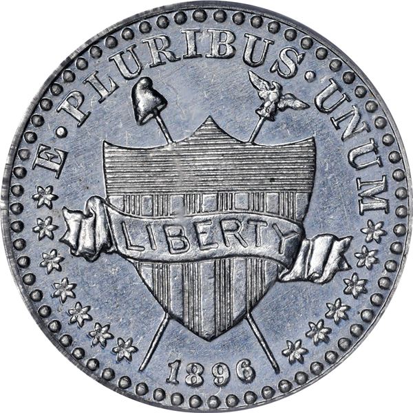 1896 Pattern 1¢. Judd-1769, Pollock-1985. Rarity-6. Aluminum. Plain Edge. Proof-62 PCGS