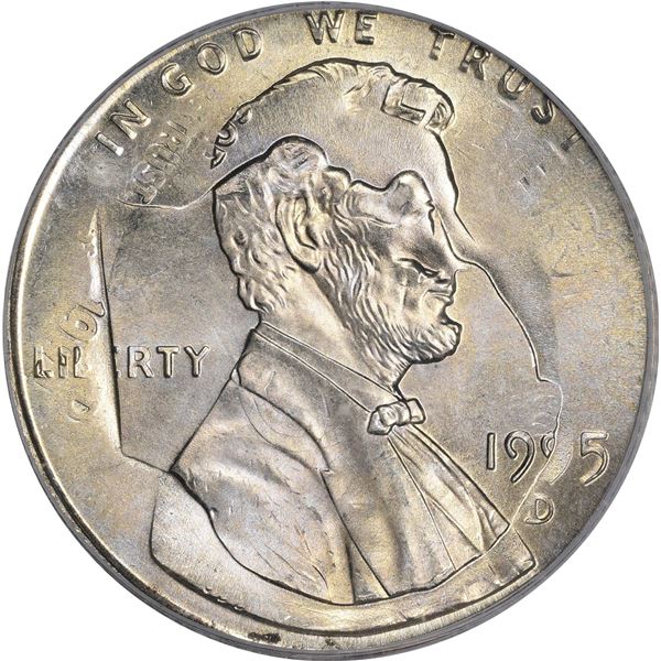 1995-D 1¢. Mint Error. Double Denomination. Lincoln Cent on Struck Roosevelt Dime. MS-66 PCGS.