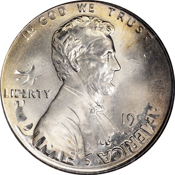 1996 1¢. Mint Error. Double Denomination. Lincoln Cent on Struck Roosevelt Dime. MS-66 NGC.