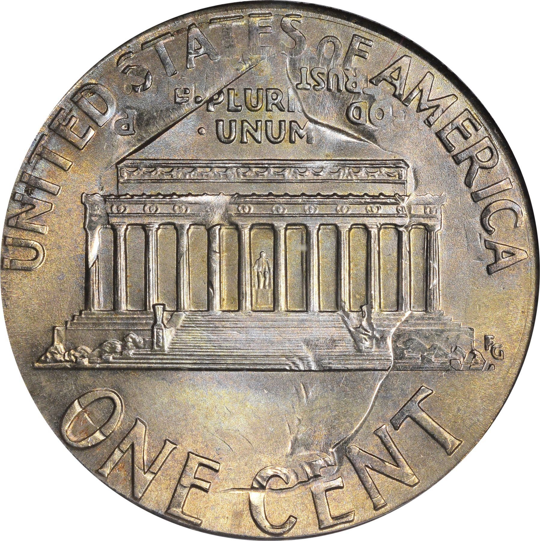 1999 1 Mint Error Double Denomination Lincoln Cent On Struck Roosevelt Dime MS 65 PCGS 