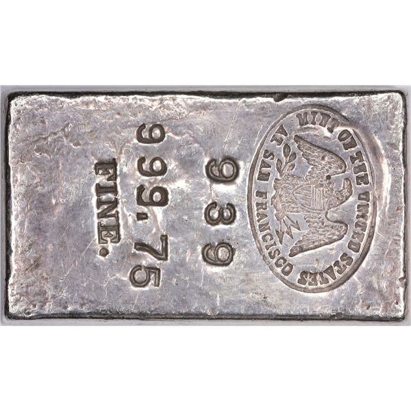 Undated (1940s) San Francisco Mint Silver Ingot. #936. Type-1 Hallmark. 16.15 Ounces. .999.75 Fine