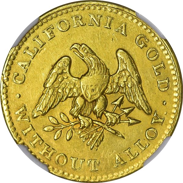 1849 Norris, Gregg & Norris Gold $5. Kagin-1. Rarity-4. No Period after ALLOY. AU-53 NGC