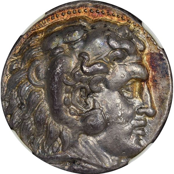 Kingdom of Macedon. Alexander III, the Great. 336-323 BC Silver Tetradrachm. Posthumous. AU NGC.