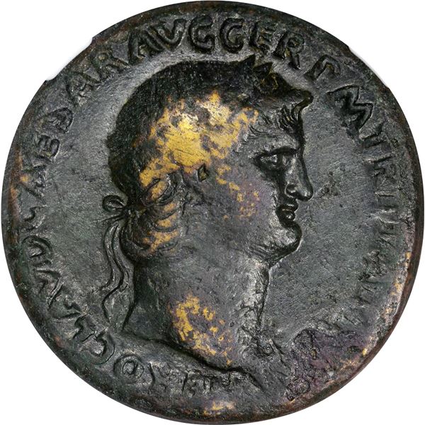 Rome. Empire. Nero. AD 54-68 Bronze Sestertius. Fine NGC.