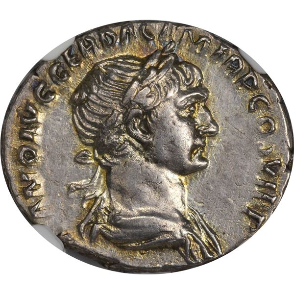 Rome. Empire. Trajan. AD 98-117 Silver Denarius. AU NGC.