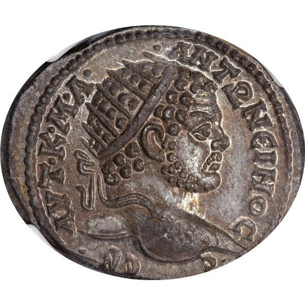 Rome. Carrhae, Mesopotamia. Caracalla. AD 198-217 Billon Tetradrachm. Choice Mint State NGC.