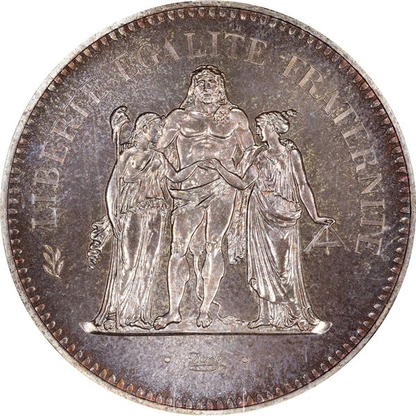 France. 1975 50 Francs. Silver. KM-949.1. MS-69 NGC.