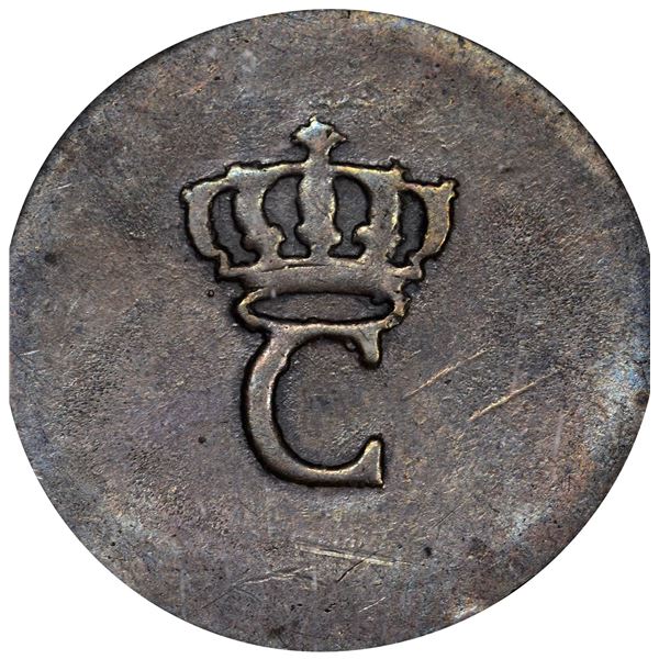 French Colonies. Circa 1779 Billon Stampee. KM-2. VF-30 NGC.