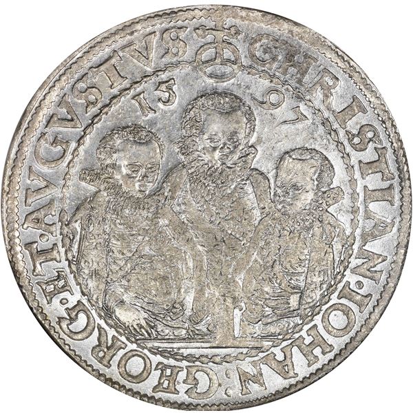 German States. Saxony-Albertine. Christian, Johan, Georg, and Augustus. 1597-HB Thaler. Davenport-98
