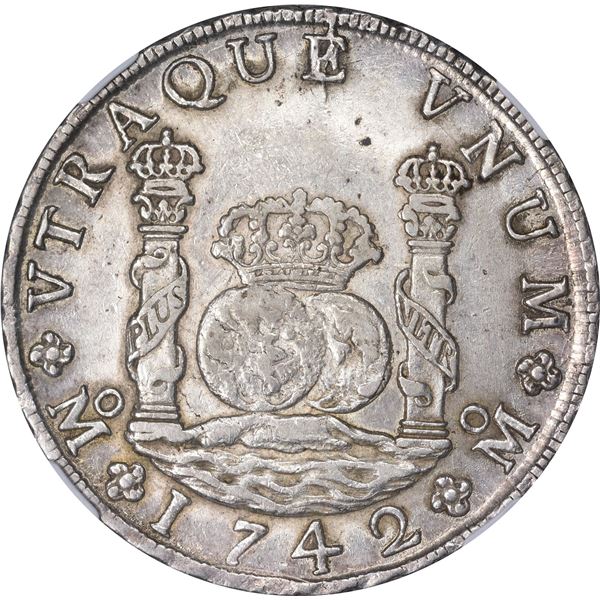 Mexico. Colonial. 1742-MO MF 8 Reales. Mexico City Mint. Philip V. KM-103. AU-58 NGC.