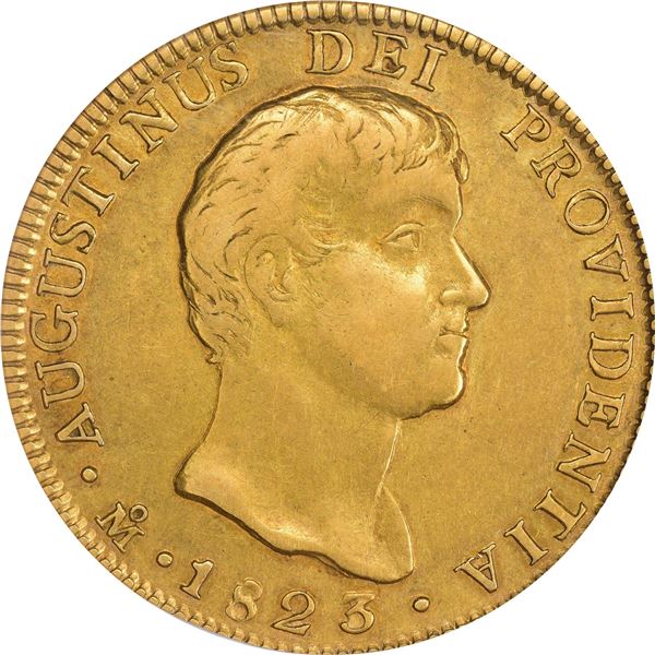 Mexico. Empire of Iturbide. 1823-JM Gold 8 Escudos. Fr-60, Calico Onza-1779, KM-314. Large Head. EF-