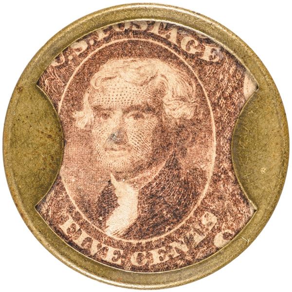 HB-170, EP-84, S-123, Reed LT05. Encased Postage Stamp, Five Cents, Lord & Taylor, New York, with Or