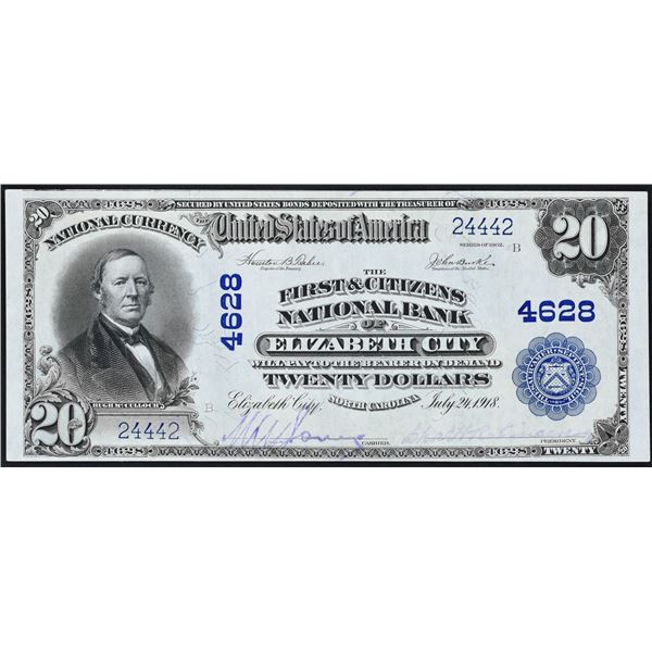 Elizabeth City, North Carolina  -  $20  1902 Plain Back  Fr. 658  The First & Citizens National Bank