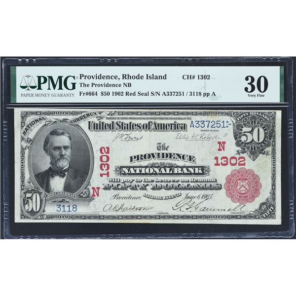 Providence, Rhode Island  -  $50  1902 Red Seal  Fr. 664  The Providence National Bank  Ch. 1302  PM