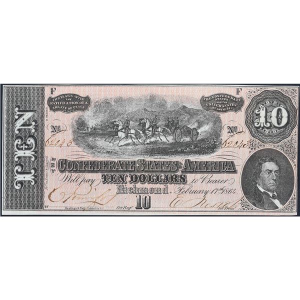 T68  $10  1864  Confederate States of America  PMG Choice Uncirculated 64 CUTOUT