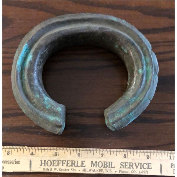 Heavy, Grooved Copper Bracelet