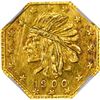 Image 1 : Alaska Gold, 1/2 Pinch Octagonal, Indian Head l., dated 1900. GB 144. Very choice Brilliant Uncircul