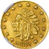 Image 1 : Alaska Gold, 1/4 Pinch Round, Indian Head l., 14 stars around, very small letters, dated 1901. GB 12