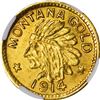 Image 1 : 1914 Montana Gold 25 cent size. Very Choice Uncirculated, well detailed. NGC MS 64.