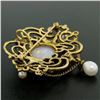 Image 6 : Vintage 14kt Yellow Gold 4.50 ctw Opal and Pearl Open Work Brooch Pin or Pendant