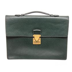 Louis Vuitton Green Taiga Leather Serviette Kourad Briefcase Bag