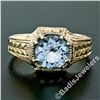 Image 2 : Art Deco 14kt Yellow Gold 1.45 ctw Round Aquamarine Solitaire Ring