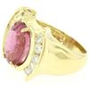 Image 6 : 18K Yellow Gold 6.54 ctw Oval Pink Tourmaline & Round Diamond Cocktail Ring