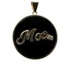 Image 1 : 0.02 ctw Diamond and Black Onyx "Moe" Pendant - 14KT Yellow Gold