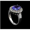 Image 4 : 4.04 ctw Tanzanite and Diamond Ring - 14KT White Gold