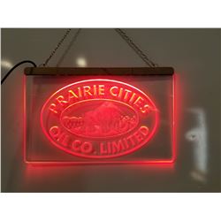 Prairie City Oil Co Edge Lighted Glass Sign