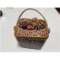 Small Ceramic Picnic Basket Cookie Jar