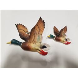 Vintage Chalkware Hanging Mallard Ducks