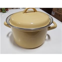 Yellow Enamel Pot with Lid