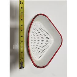 Vintage Red Rim Enamel Strainer