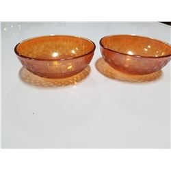 Lot of 2 Small Matching Orange Vintag Glass Bowls