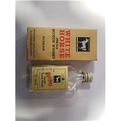 Vintage White Horse Scotch Whiskey Small Flast Bottle with Original Box