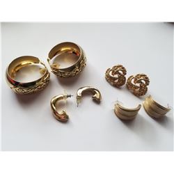 Lot of 4 Sets of Vintage Gold Tone Earrings