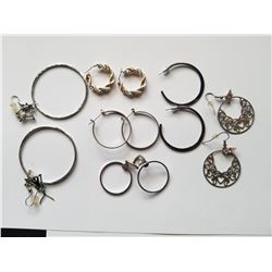 Lot of 6 Sets of Costume Jewelery Hoop Earrings