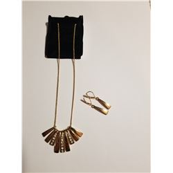 Gold Tone Necklace with Matching Earrings Set