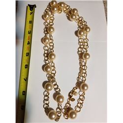 Joan Rivers Faux Pearls on Gold Tone Cahin Necklace