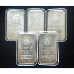 (5) 1 oz. Silver Bars by Engelhard